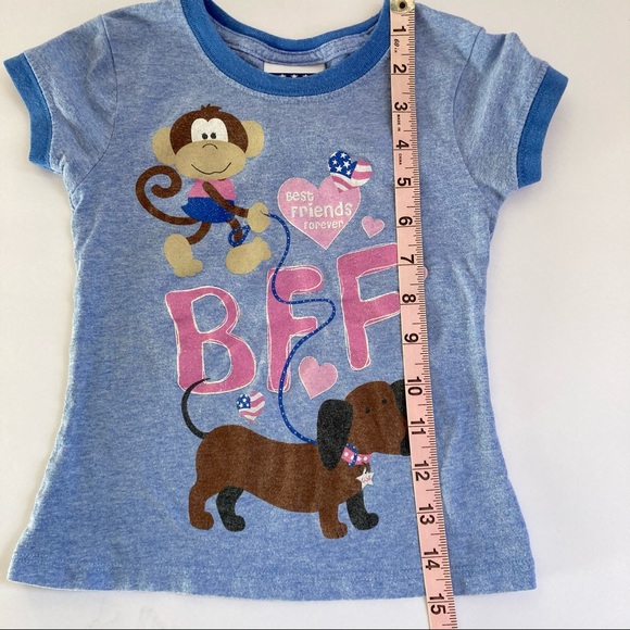 Girls Blue Short Sleeve Tee Shirt “BFF” - Picture 4 of 6